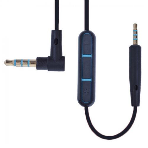 Replacement Cable Cabo MIC Volume Control Talk para Bose QuietConfort 25 QC25 OE2 OE2i - Preto e Azul