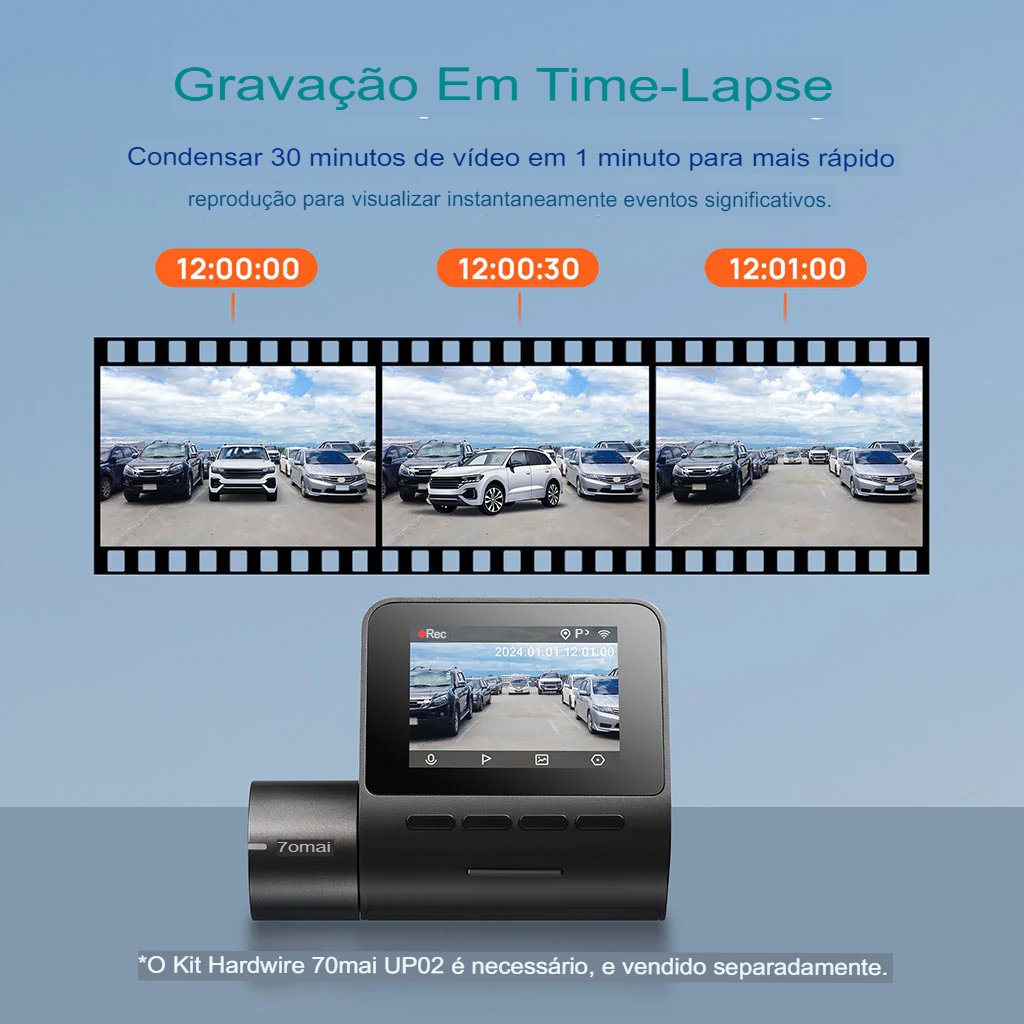 Camera Veicular Xiaomi 70mai Dash Cam A200 1080P HDR 60FPS Algoritmo MaiColor Vivid +