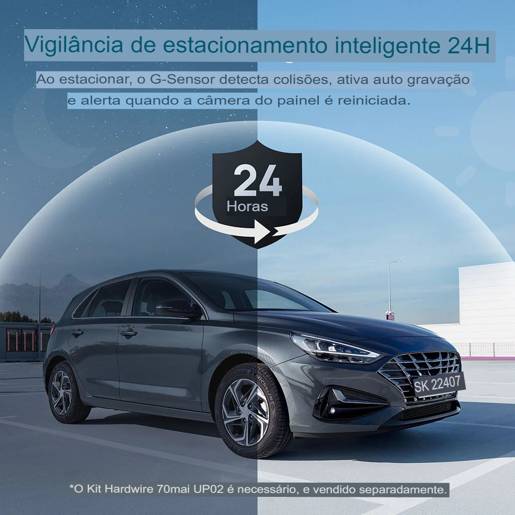 Camera Veicular Xiaomi 70mai Dash Cam A200 1080P HDR 60FPS Algoritmo MaiColor Vivid +