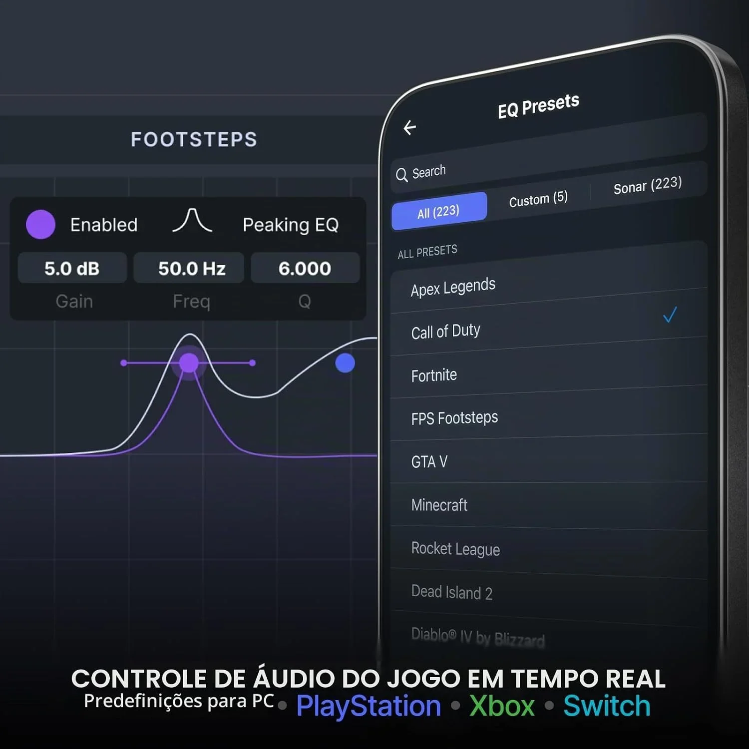 Controle de Áudio em Tempo Real via App SteelSeries Sonar