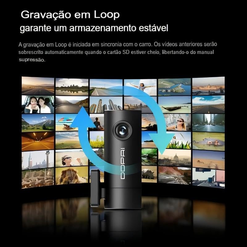 Camera Veicular Carro DDPAI Mini Pro 1296P WiFi Visão Noturna Gravação em Loop App