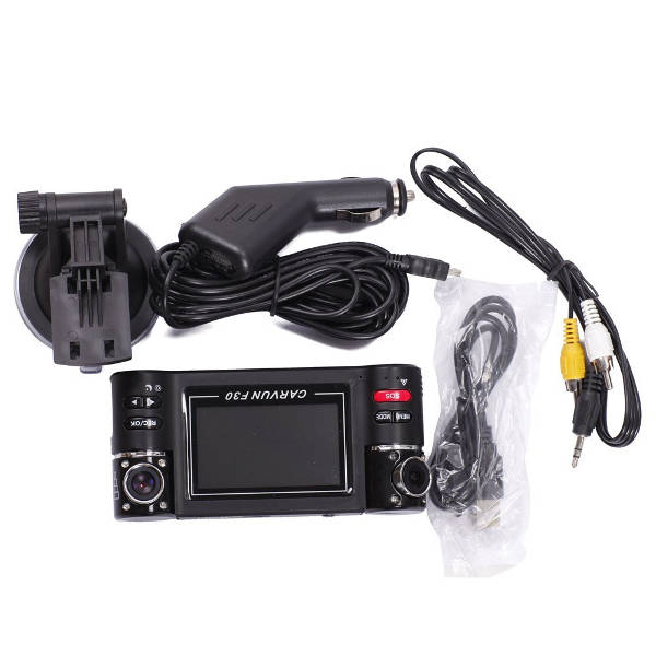 F30 HD Dual Camera Automotiva Car DVR  8 IR Lights SOS