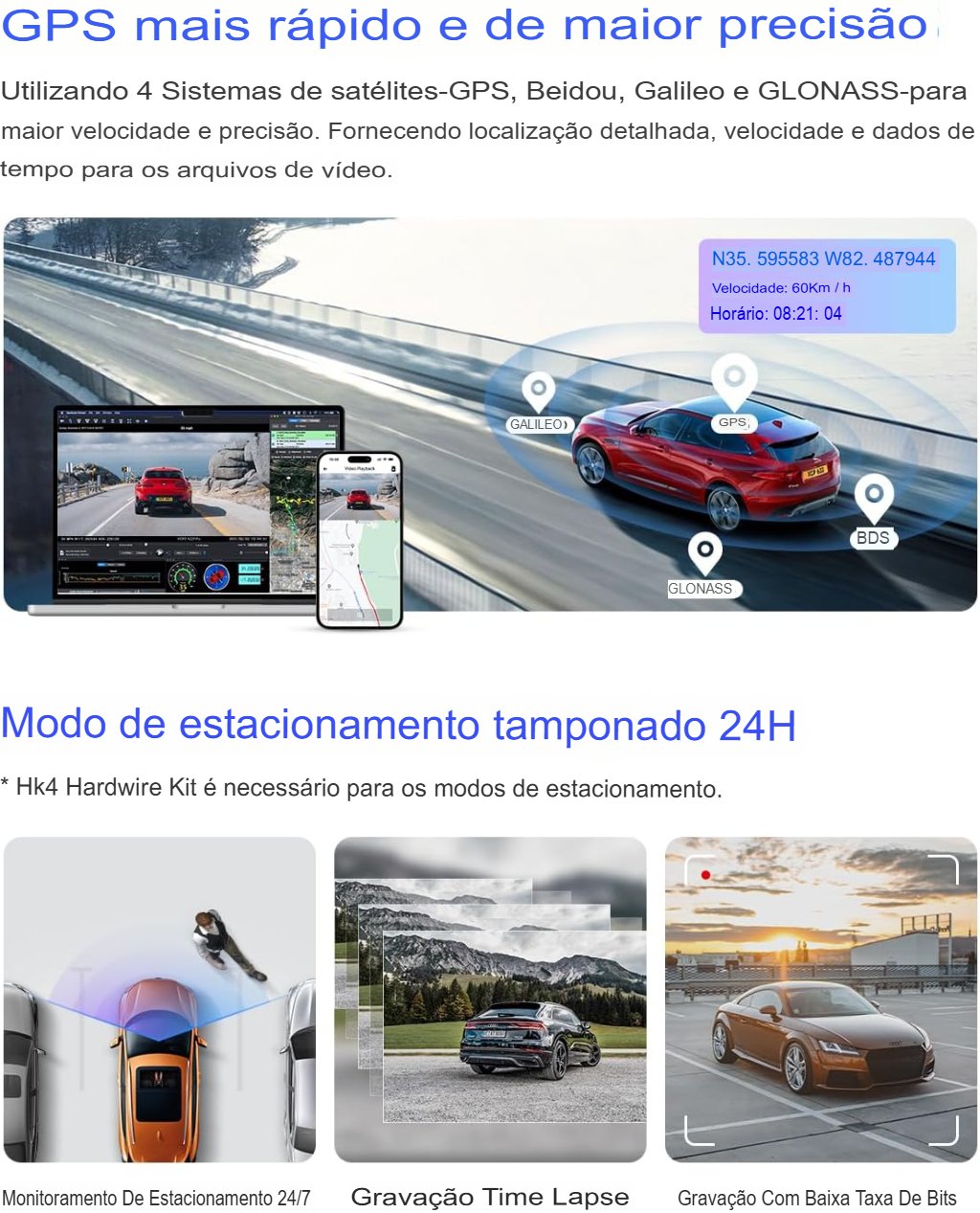 Viofo A229 Pro GPS Quad-Mode e Modo Estacionamento 24h
