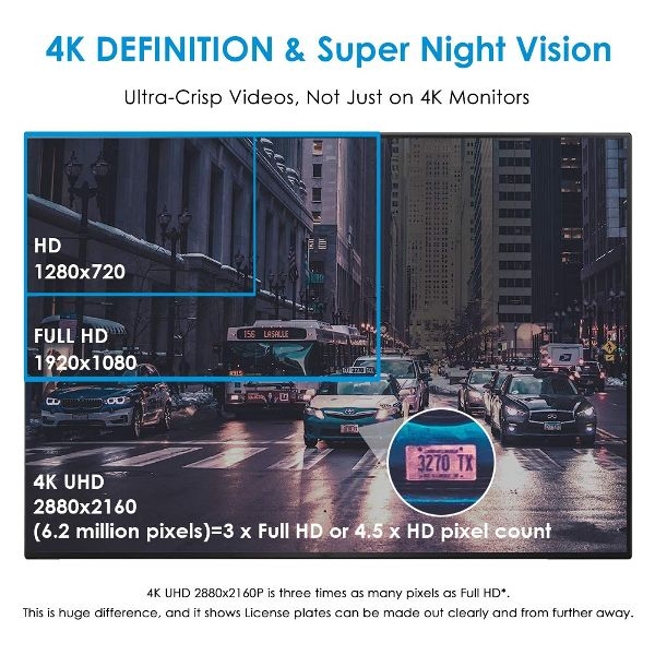 Camera Veicular Carro AZDOME GS63H GPS 4K WiFi Ultrta HD 2160P Visão Noturna 170 graus Sensor