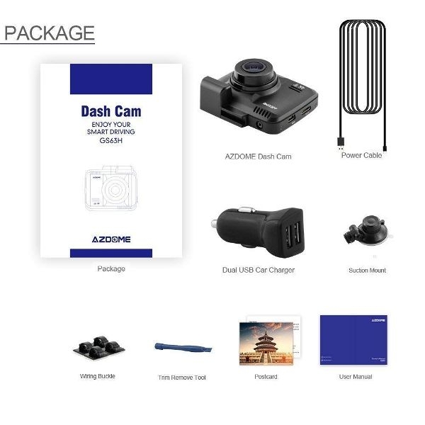 Camera Veicular Carro AZDOME GS63H GPS 4K WiFi Ultrta HD 2160P Visão Noturna 170 graus Sensor