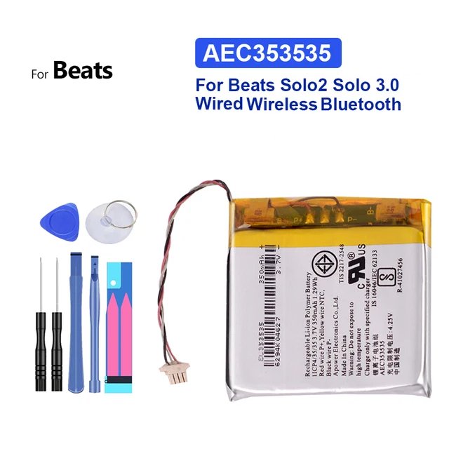 Bateria para fones de ouvido Beats Solo 2 Solo 3.0 Studio 2 Studio 2 Wireless