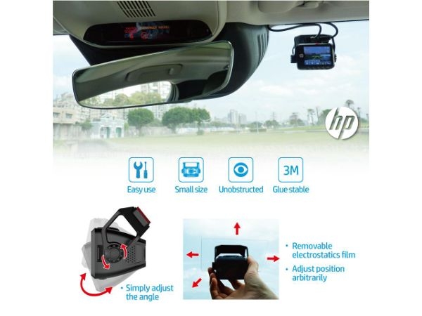 HP F660G Câmera Dual Dash Frontal 1080P Traseira 720P Câmera de Ré com GSensor Tela 2" GPS Integrado