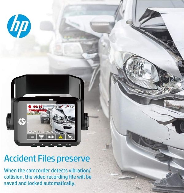 HP F660G Câmera Dual Dash Frontal 1080P Traseira 720P Câmera de Ré com GSensor Tela 2" GPS Integrado