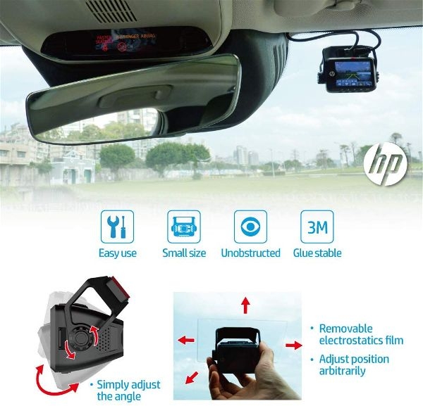 HP F660G Câmera Dual Dash Frontal 1080P Traseira 720P Câmera de Ré com GSensor Tela 2" GPS Integrado