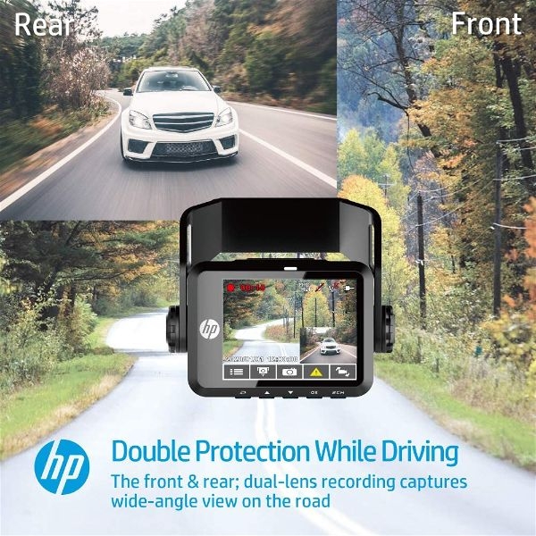 HP F660G Câmera Dual Dash Frontal 1080P Traseira 720P Câmera de Ré com GSensor Tela 2" GPS Integrado