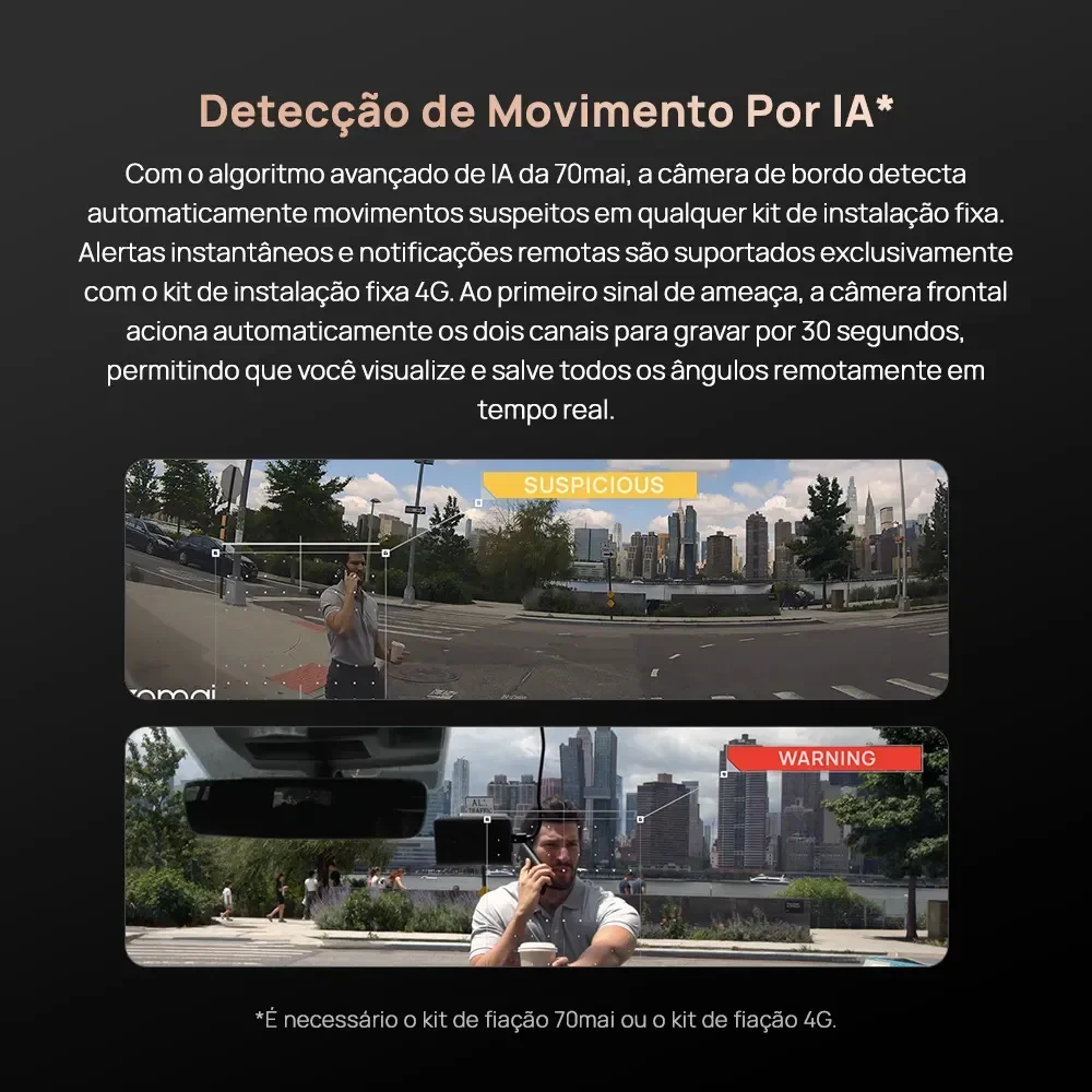 Dash Cam 70mai A810s ADAS GPS 4K HDR Sony STARVIS 2 - Versão Supercapacitor e Wi-Fi 6