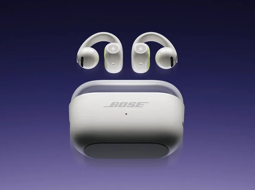 Bose Sport Open Earbuds brancos no estojo