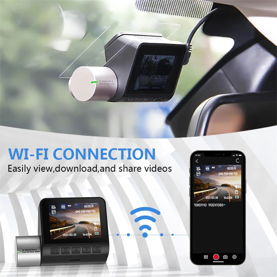Camera Veicular Novatek 2K 4K Single Dual Dash Cam Pro 2.0" WiFi  Frontal 170 e Traseira 140 Graus Wide Angle 24H Estacionamento