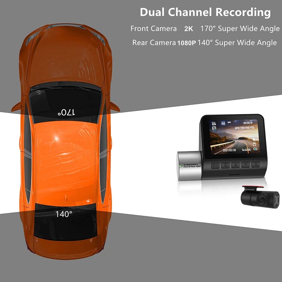 Camera Veicular Novatek 2K 4K Single Dual Dash Cam Pro 2.0" WiFi  Frontal 170 e Traseira 140 Graus Wide Angle 24H Estacionamento