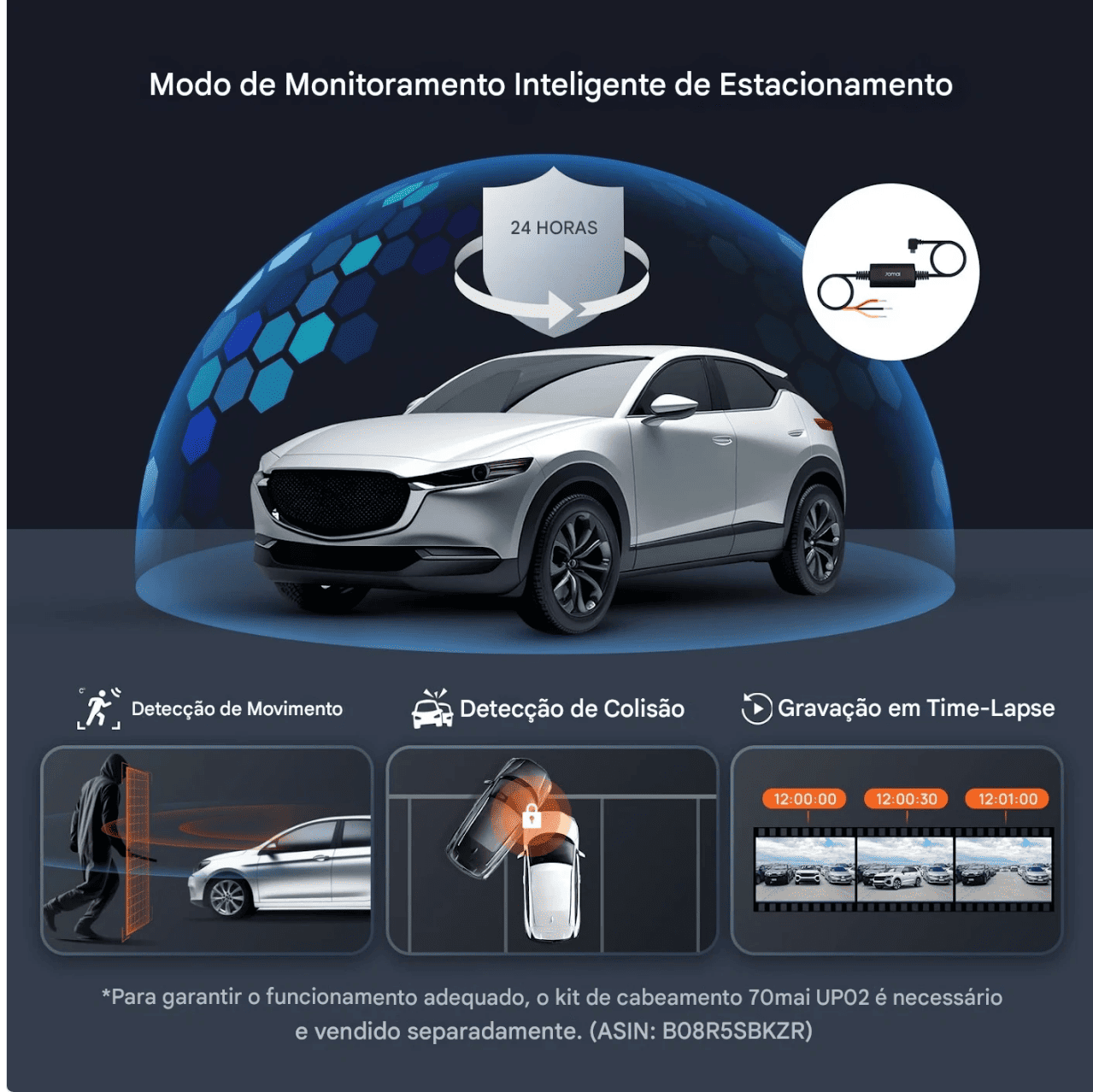 Camera Veicular Xiaomi 70mai A800s 4K Velocidade em Tempo Real 2160P UHD WIFI GPS  Monitor de estacionamento
