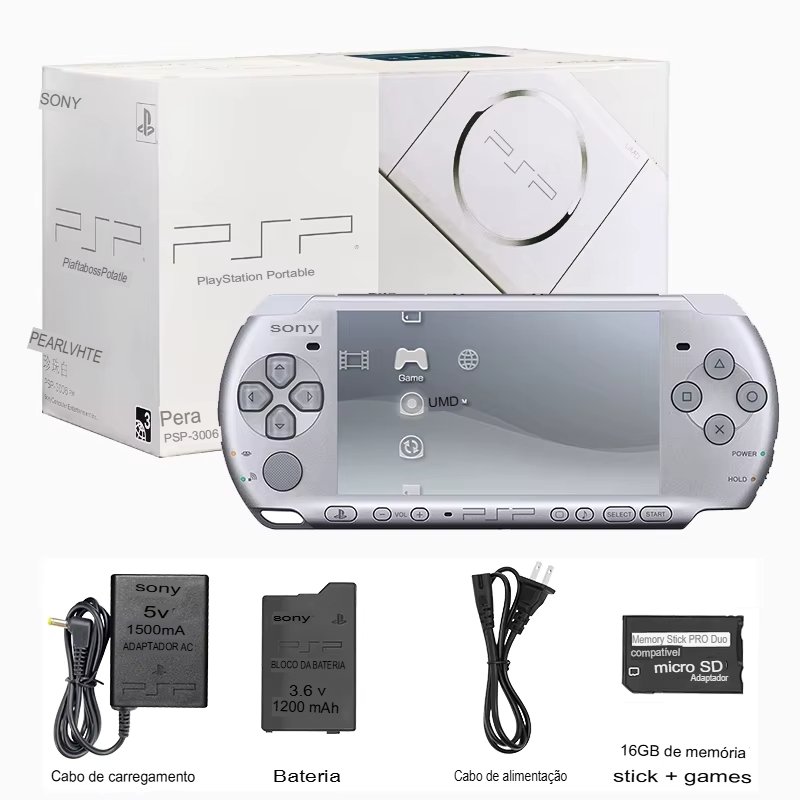 Console Video Game Sony PSP 3000 3006 Desbloqueado Kit Jogos 16GB 