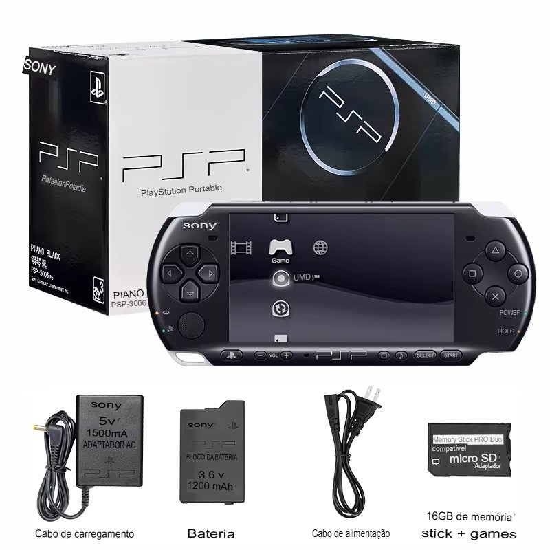 Console Video Game Sony PSP 3000 3006 Desbloqueado Kit Jogos 16GB 