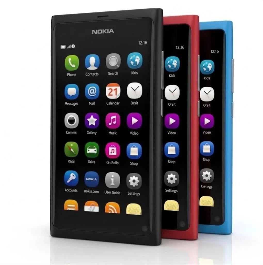 Nokia N9  perfilados preto, vermelho e azul