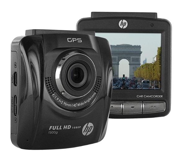 HP F500G Premium Full HD 1080p 2,4'' Câmera Carro Veicular Lente Ampla 140 graus GPS Integrado e detector de colisão
